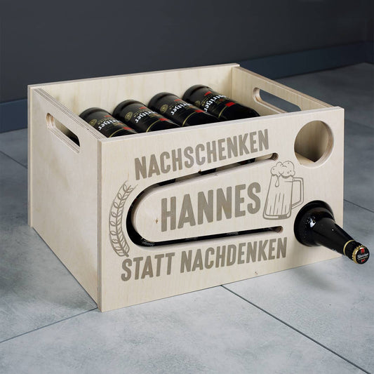 Praktische Bierrutsche mit Name personalisiert als Geschenk