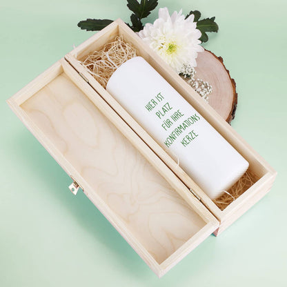 Kerzenbox zur Konfirmation - mit Name und Datum in grün- Innen