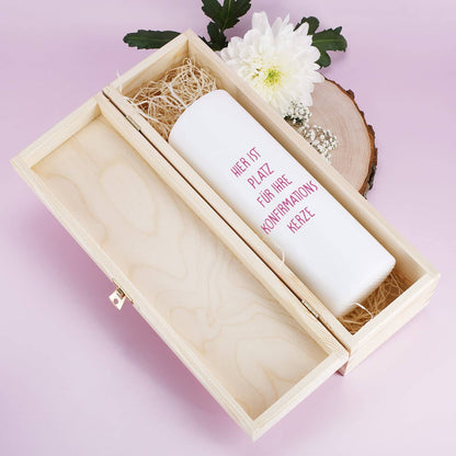 Kerzenbox zur Konfirmation - mit Name und Datum in rosa- Innen