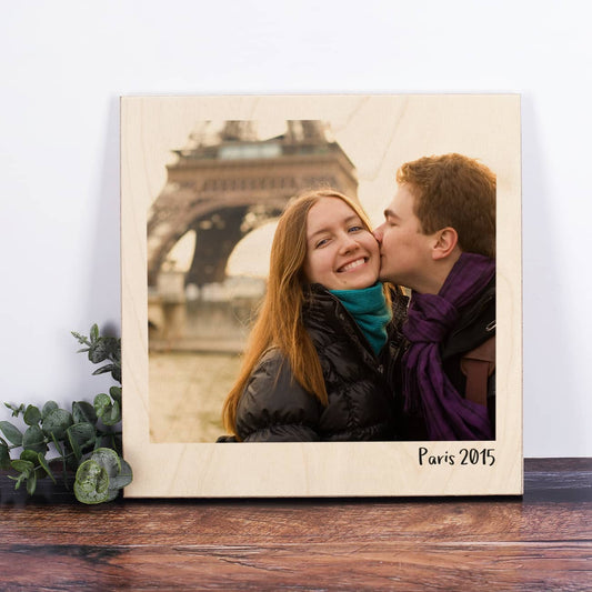Holzbild mit Foto und Text nach Wunsch bedruckt