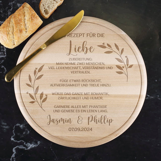 Das Rezept für die Liebe - Holzbrettchen als Hochzeitsgeschenk