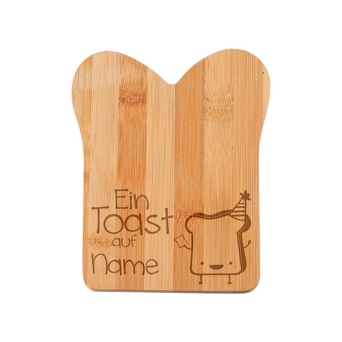 Bambusbrett in Toastform "Ein Toast auf" mit Name