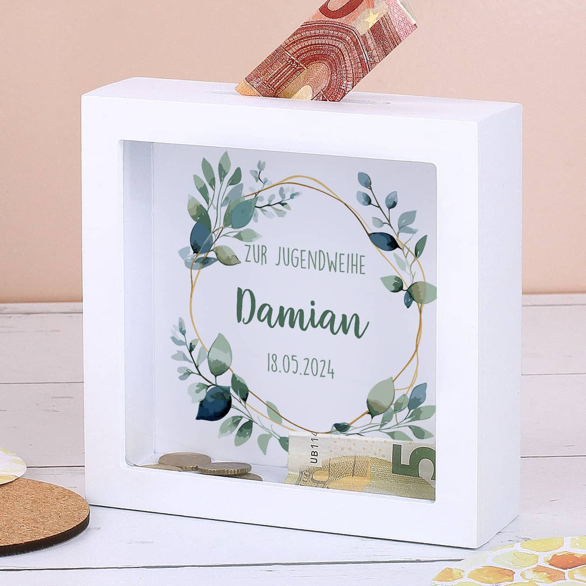 Edles Eukalyptusmotiv mit Name & Datum