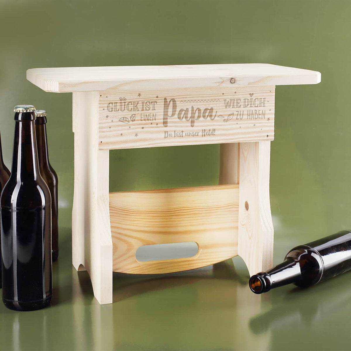 Glück ist einen Papa wie dich zu haben - Holz Flaschenträger mit Gravur