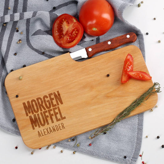 Messerbrett mit persönlicher Gravur "Morgenmuffel" und Name