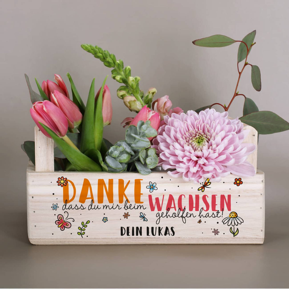 Persönlicher Pflanzkorb für Erzieher "Danke, dass du mir beim Wachsen geholfen hast!" mit eigenem Text