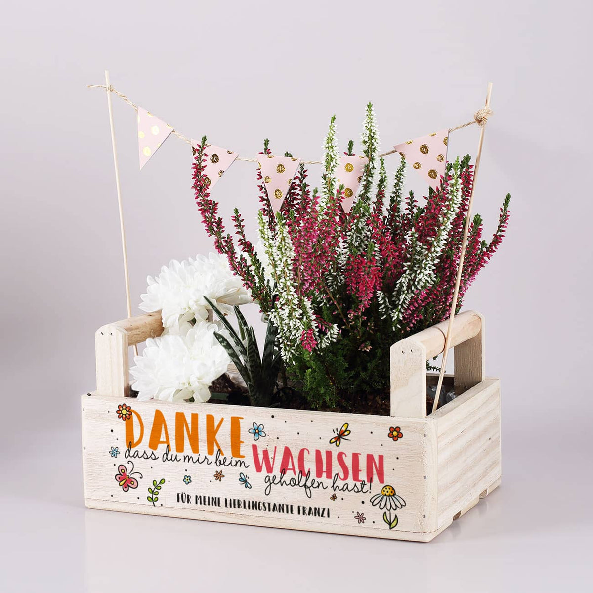 Personalisierte Pflanzkiste "Danke, dass du mir beim Wachsen geholfen hast" als Geschenk an Erzieher