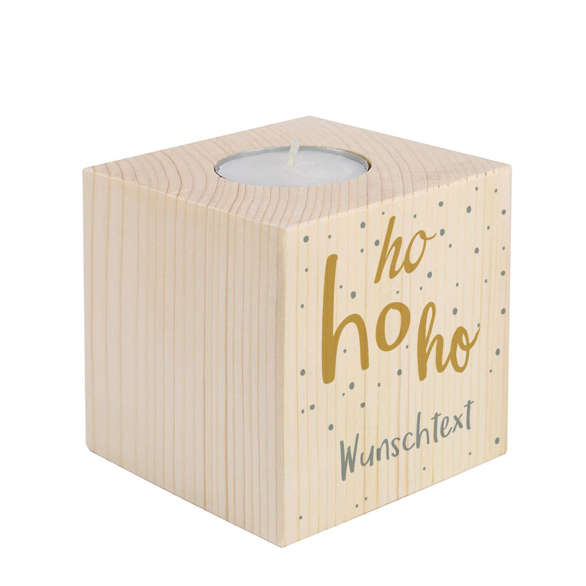 Teelichthalter Ho Ho Ho mit Ihrem Wunschtext