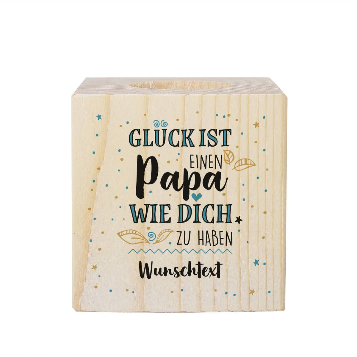 Bedrucktes Holzteelicht für Väter