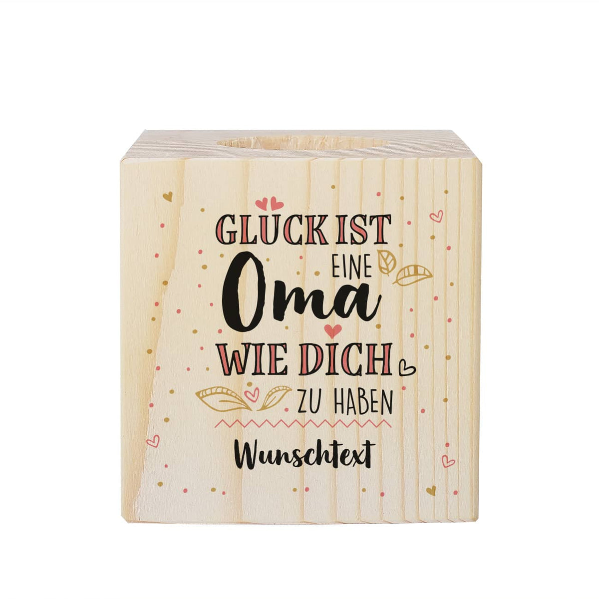 Holz Teelicht für Omas mit Spruch und Wunschtext