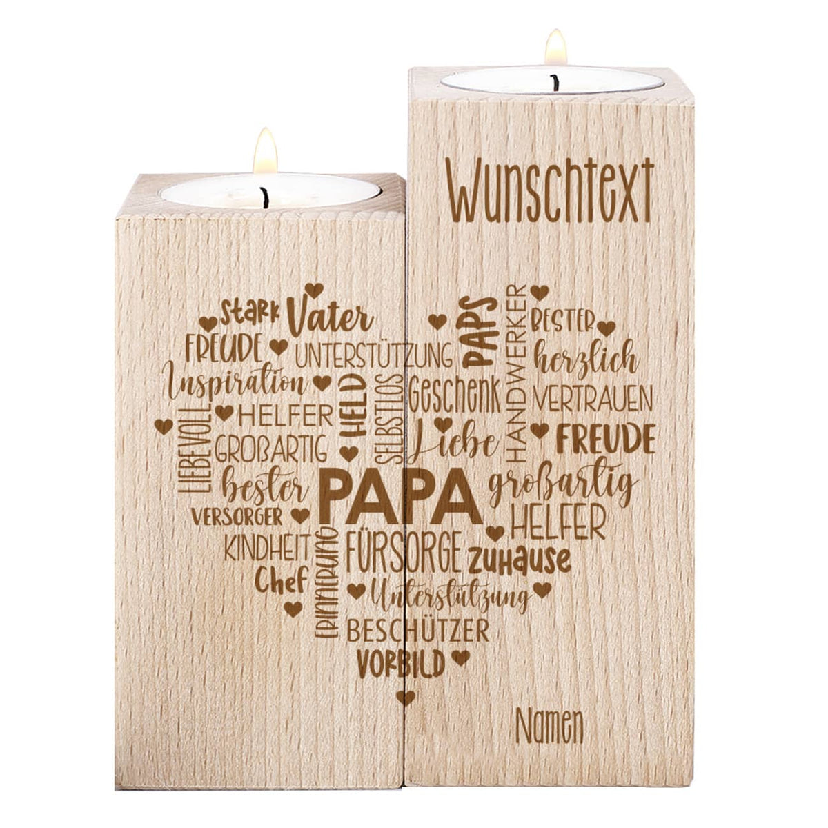 gravierter Teelichthalter für Papa