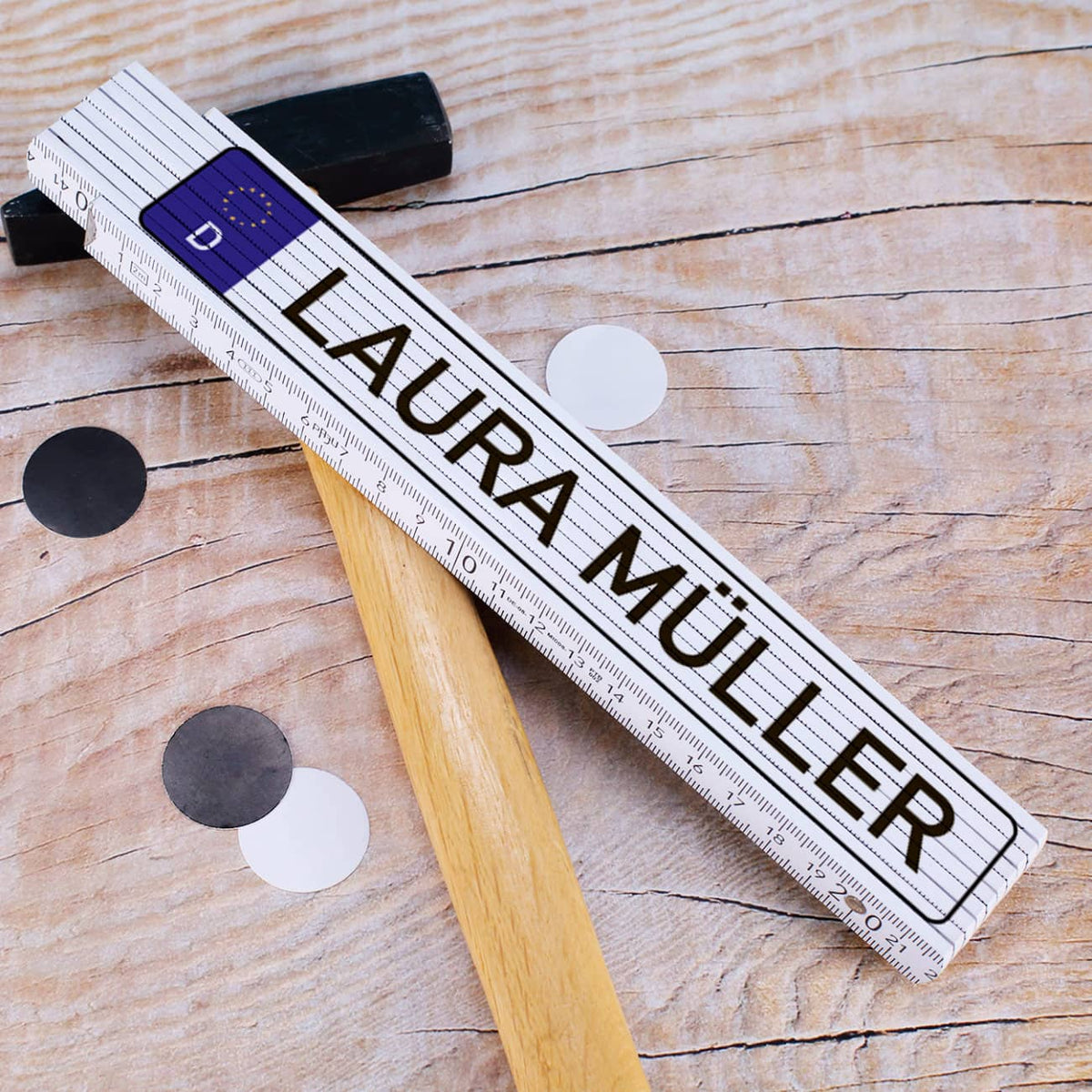 Zollstock Nummernschild mit Wunschname