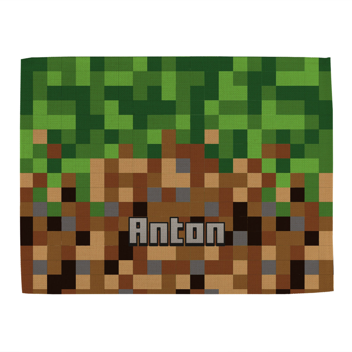 Kinder-Platzdeckchen im Pixel-Look mit Name auf weißem Hintergrund