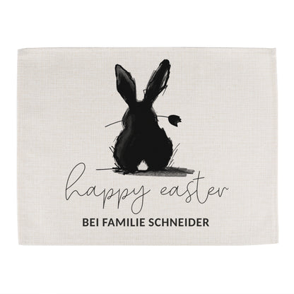 Happy Easter - Platzdeckchen aus Baumwollgewebe mit Hase und Name