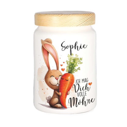 Keramikdose - Ich mag dich volle Möhre - mit Wunschname