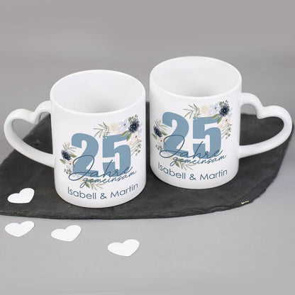 25 Jahre gemeinsam - Paartassen zur Silberhochzeit mit Namen