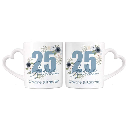 25 Jahre gemeinsam - Paartassen zur Silberhochzeit mit Namen