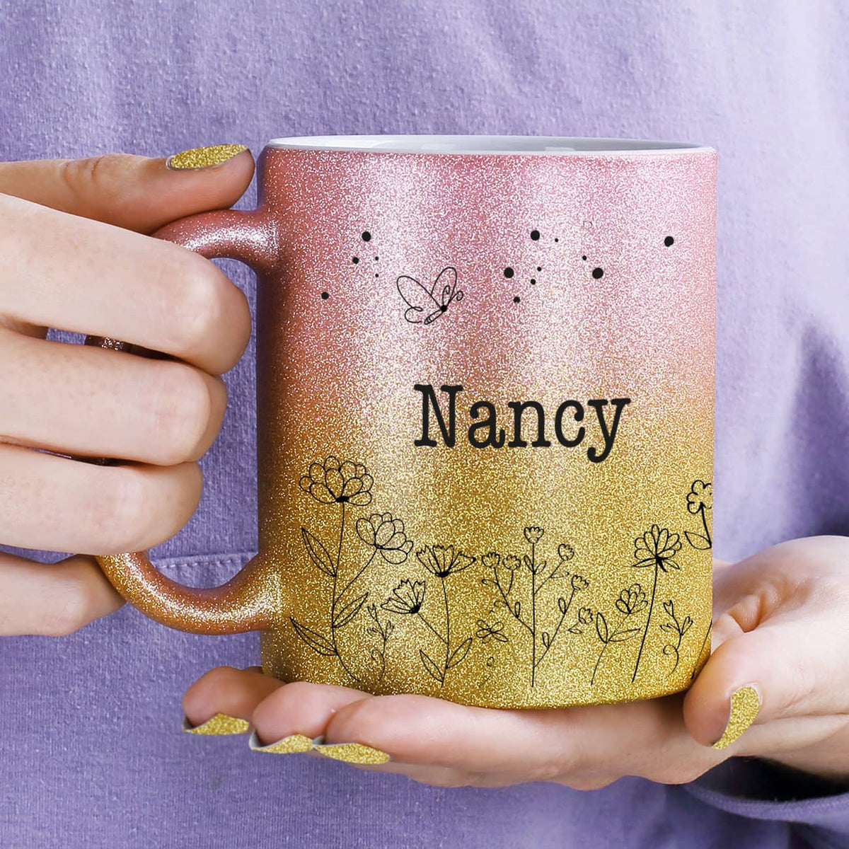 Namenstasse mit Glitzer für Mädchen