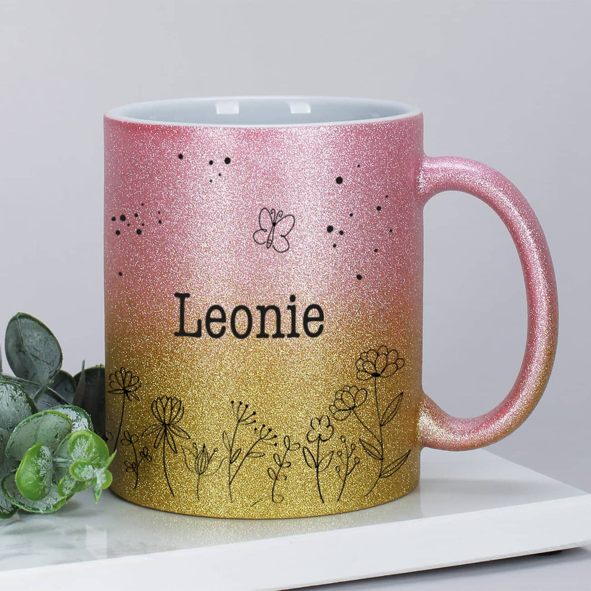 Bedruckt mit Name & Blumenwiese