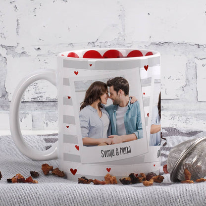 Fototasse mit 3 Bildern zum Valentinstag