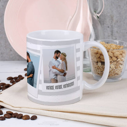 mit ihren 3 Lieblingsfotos bedruckte Tasse