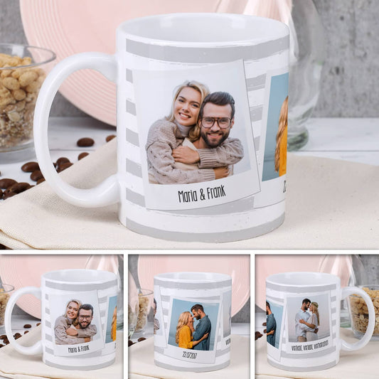 persönliche Foto-Tasse mit 3 Bildern und individuellen Wunschtexten
