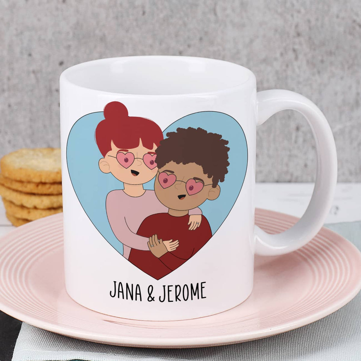 Tasse zum Valentinstag mit auswählbaren Figuren