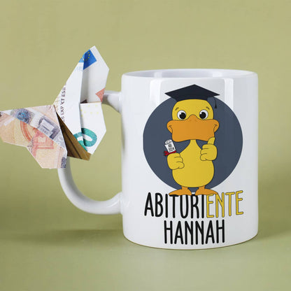 Tasse zum Abitur mit Ihrem Wunschnamen und Jahr