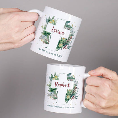 Personalisierte Tasse aus weißer Keramik