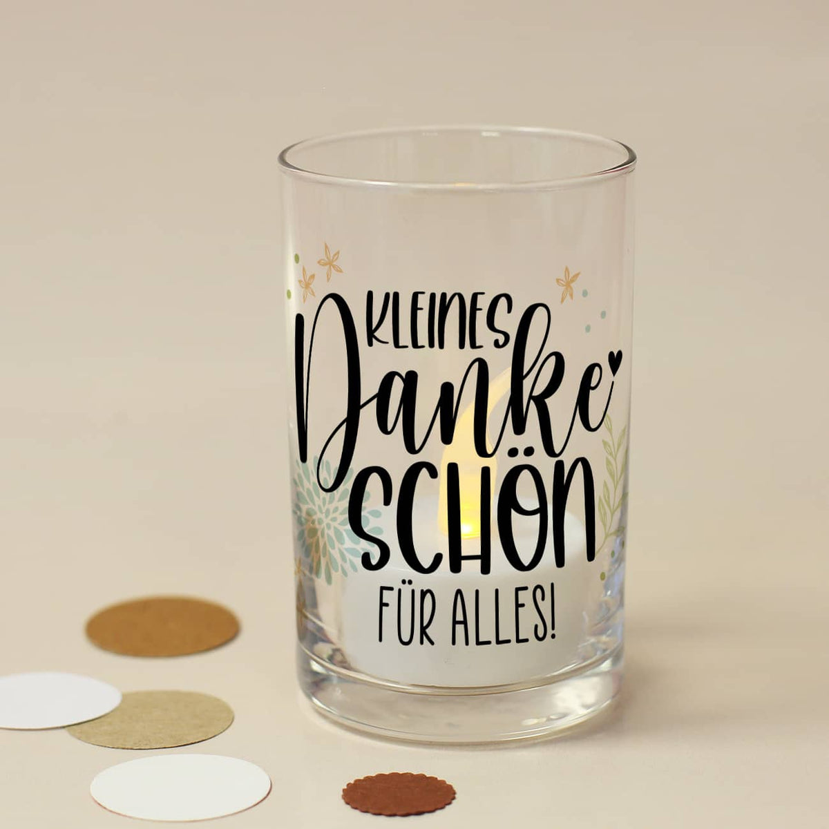 Personalisiertes kleines Windlicht als Dankeschön