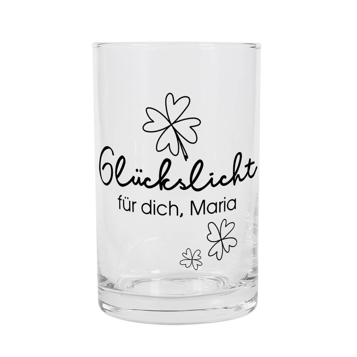 Bedrucktes Glückslicht aus Glas