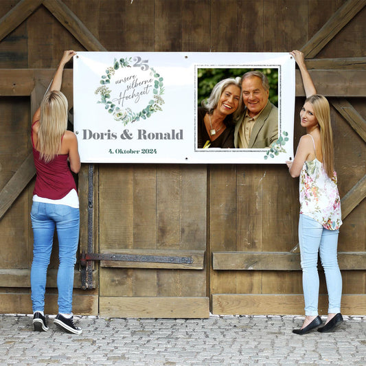 Banner Silberne Hochzeit mit Foto, Namen und Datum