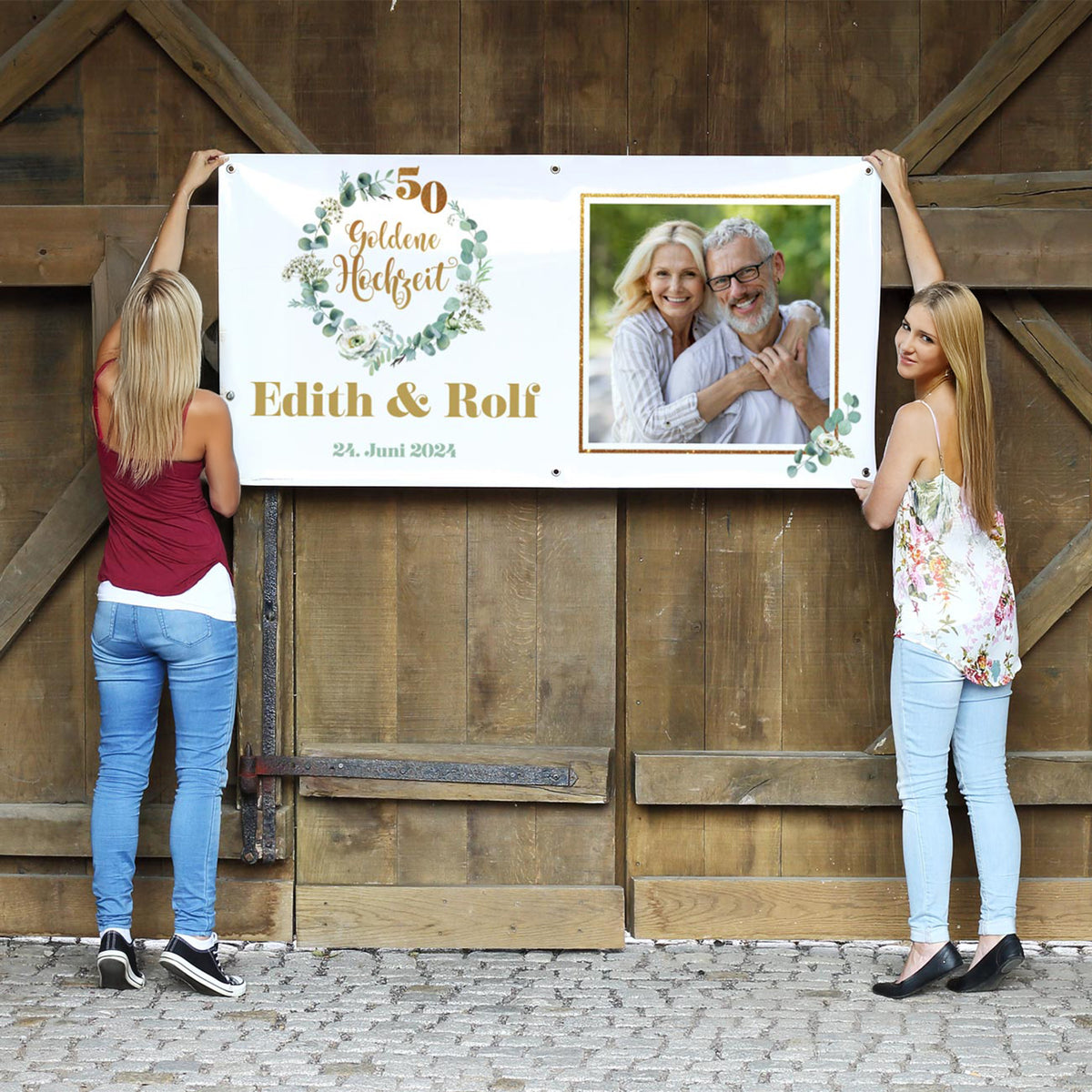 Banner goldene Hochzeit mit Foto und Namen