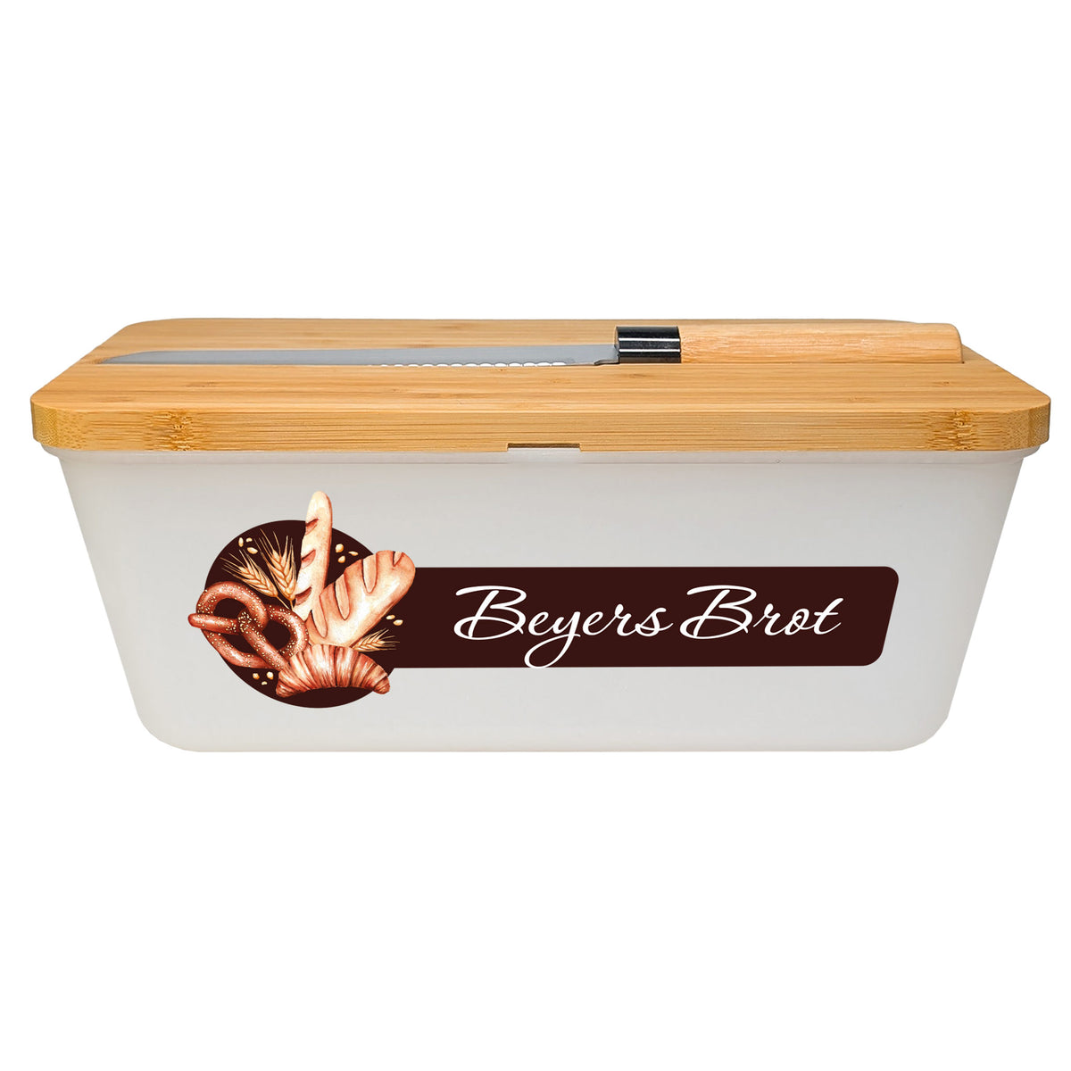Freigestelltes Produktbild der Brotbox mit Motiv „Beyers Brot“ und Bambusdeckel