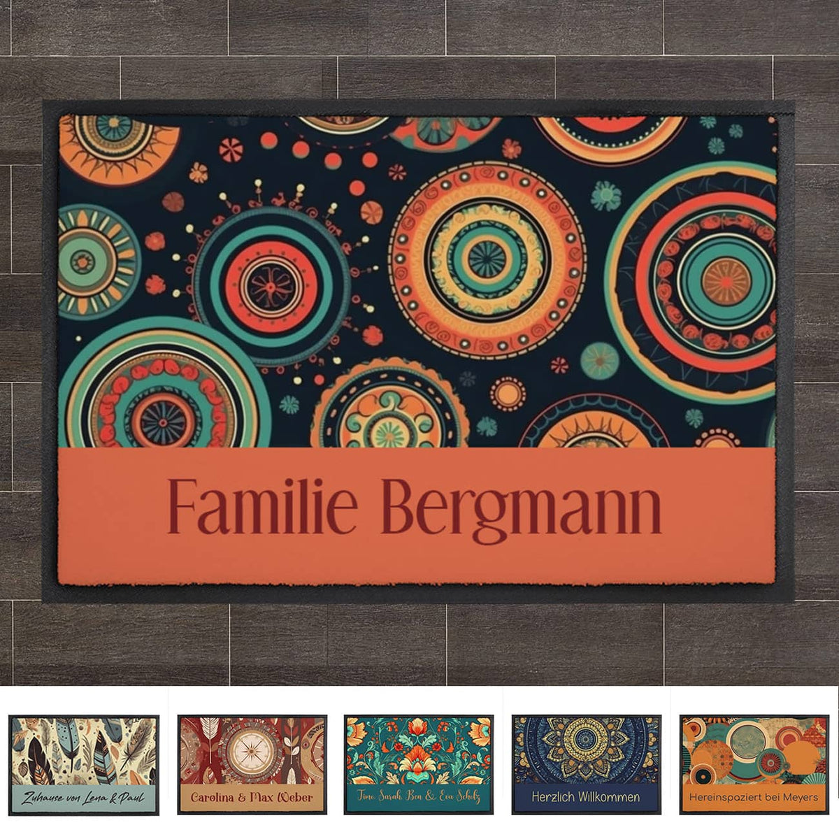 Fußmatte im Boho-Stil - 6 verschiedene Motive mit Wunschtext 