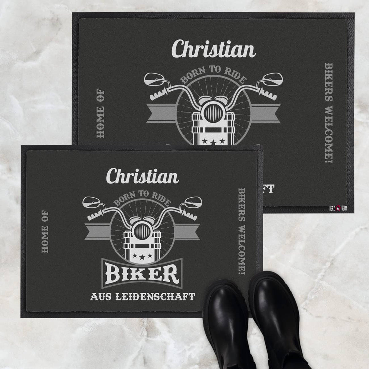 Biker aus Leidenschaft - Fußmatte mit Name
