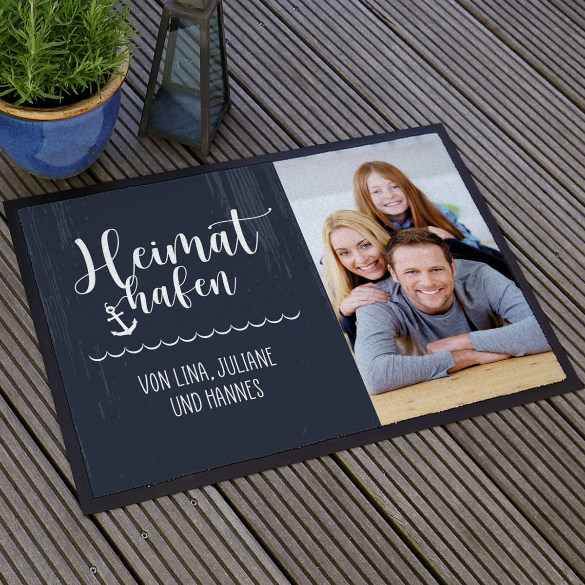 Persönliche Heimathafen Fußmatte mit Foto und Text