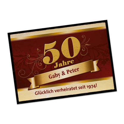Fußmatte zur Goldenen Hochzeit mit großer 50