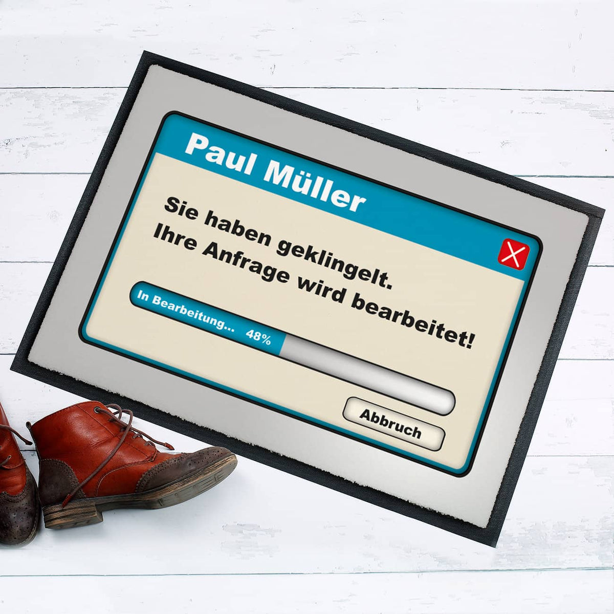 Personalisierte Fußmatte Ihre Anfrage wird bearbeitet - mit Name
