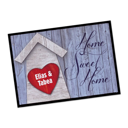 Fußmatte *Home Sweet Home* mit großem Herz und Namen