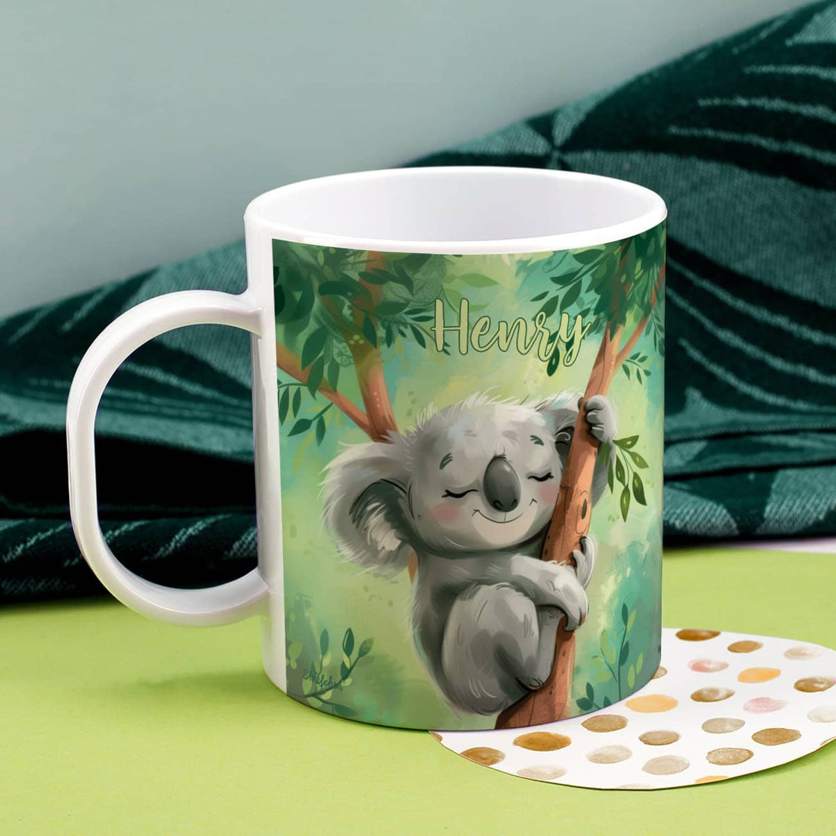 Koala Tasse aus Kunststoff mit Namensaufdruck