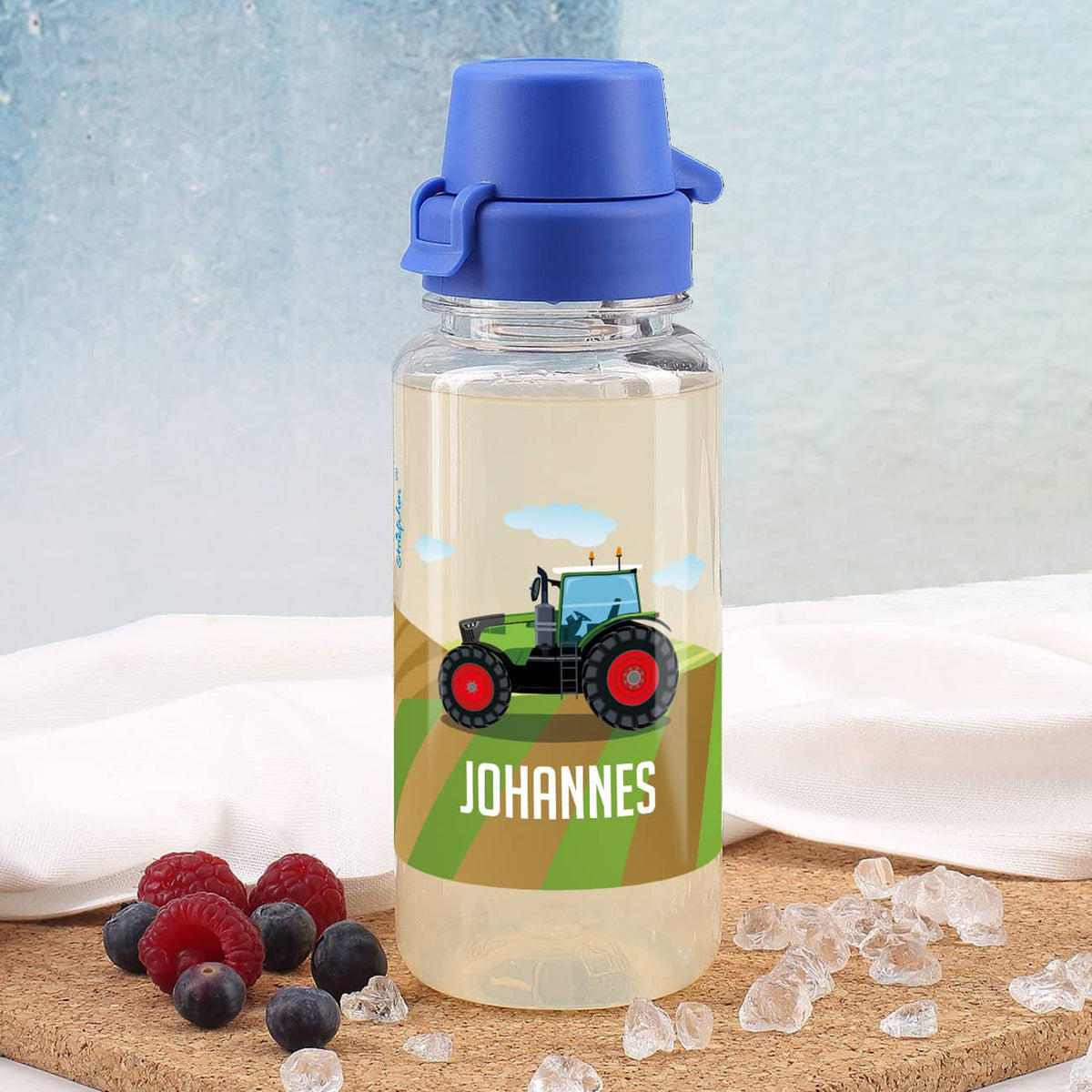 Traktor- Trinkflasche mit Name 0,4 L aus BPA freiem Kunststoff
