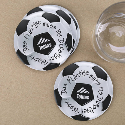 Mit Name personalisierte Untersetzer für Fußball-Fans