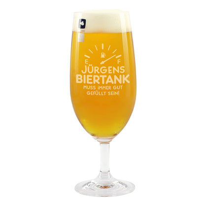 Pilsglas "Biertank" mit Namensgravur