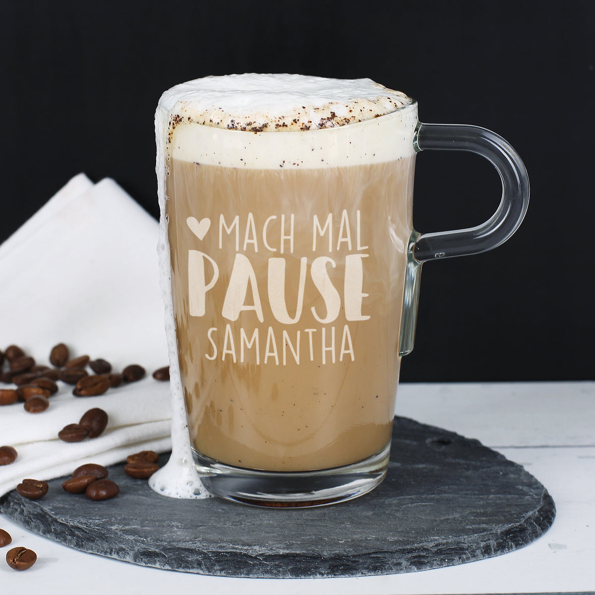 Personalisiertes Trinkglas für Kaffee, Kakao, Latte Macchiatto uvm.
