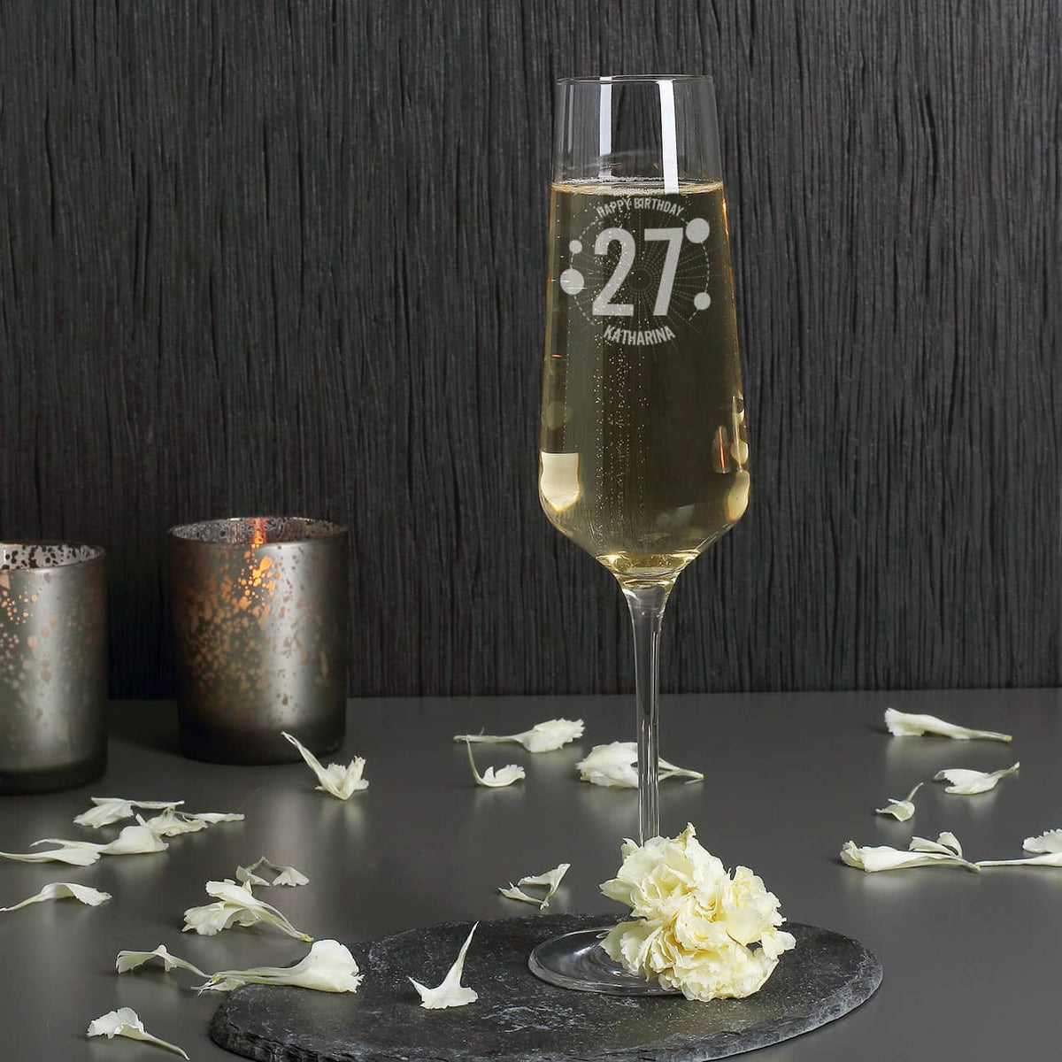 Modernes Sektglas zum Geburtstag