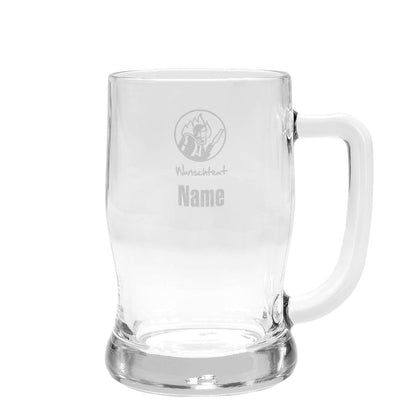 Bierglas Feuerwehr mit Name, Dienstgrad und Feuerwehrmotiv