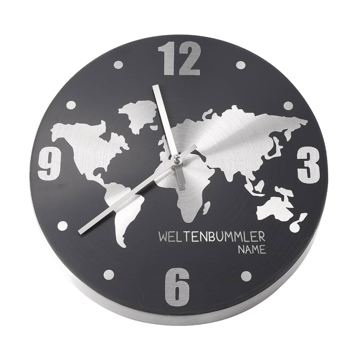 Metalluhr "Weltenbummler" mit  Ihrem Namen