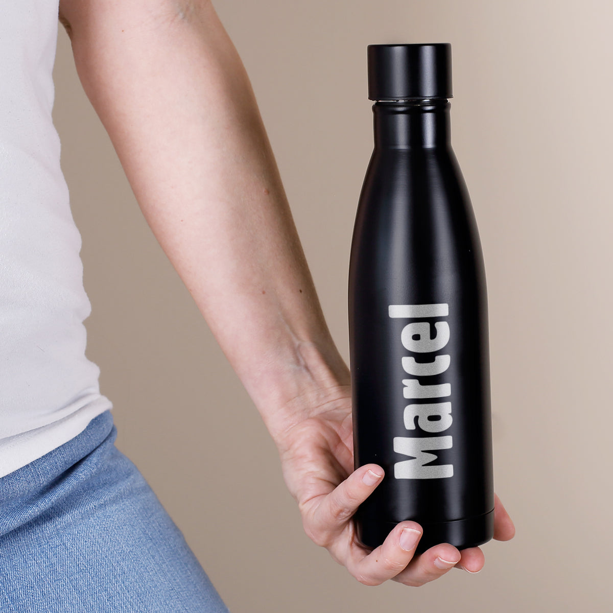 Thermosflasche in zwei Farben mit Ihrem Wunschnamen