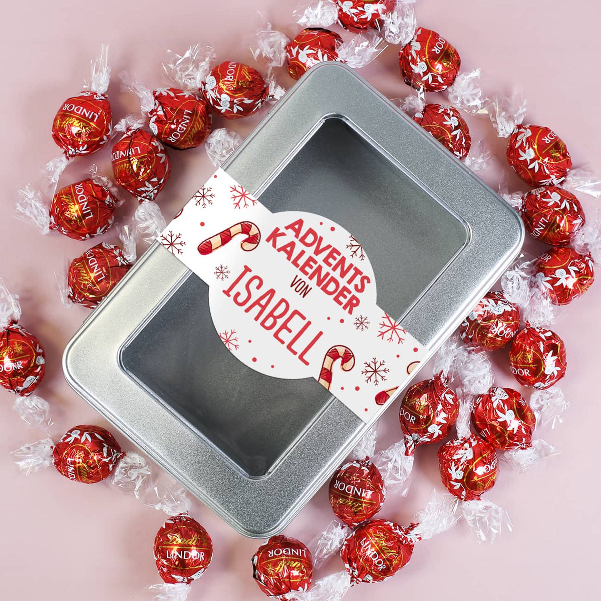 Adventskalender als Metalldose mit Name personalisiert